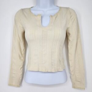 Butter Yellow Ribbed Cutout Baby Tee Top Size S/M Pastel‎ Going Out Lace Cropped